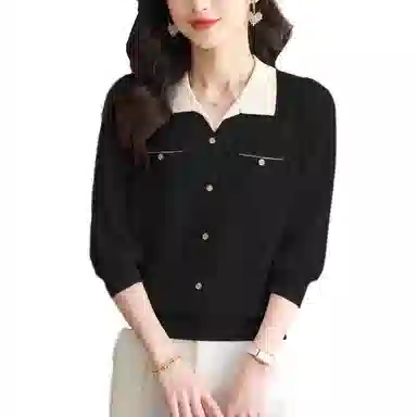 曲韩 曲韩 中袖女七分袖上衣春装针织衫 女款