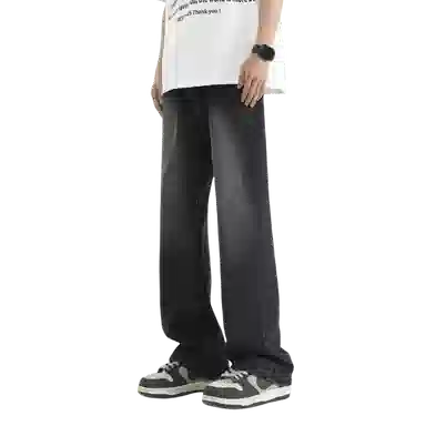 双星八特 加绒加厚保暖长裤美式高街废土风水洗做旧中腰百搭垂感休闲弯刀微喇潮流牛仔裤 男女同款