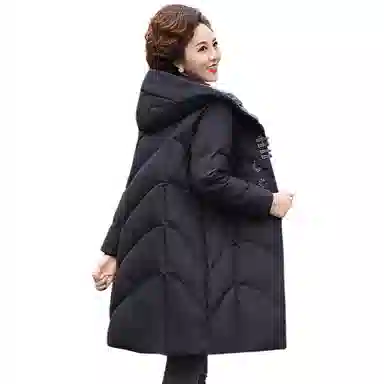 鸭鸭 中长款连帽保暖羽绒服 女款