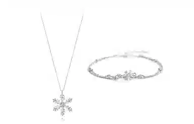 牧言 梦幻雪花组合套装 冷淡风气质简约小众设计高级感 光面立体闪耀初雪 合金 项链 女款