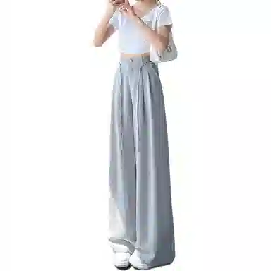 黛尔佳人 纯色时尚薄款阔腿休闲裤 女款