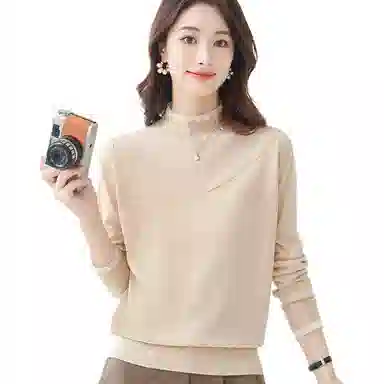 恒源祥 半高领纯色长袖针织衫 女款