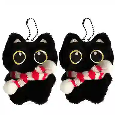 Yijia Love Cute Black Cat Plush Keychain