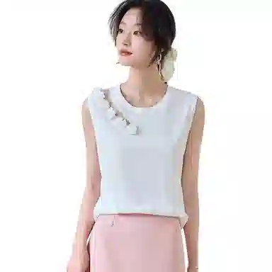 曲韩 冰丝纯色薄款短款无袖圆领背心 女款