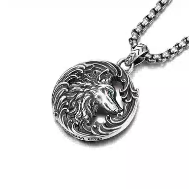 IDEAGEMER Wolf Head Necklace