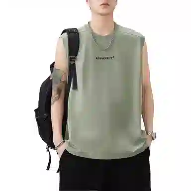 童先森 薄款美式复古圆领坎肩汗衫宽松休闲上衣背心 男款