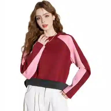法文箱子 拼色圆领舒适卫衣 女款