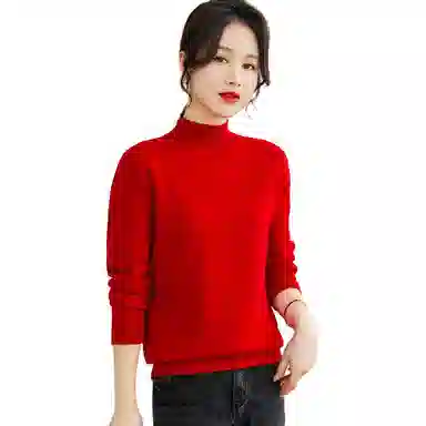 恒源祥 半高领套头纯色长袖毛衣 女款