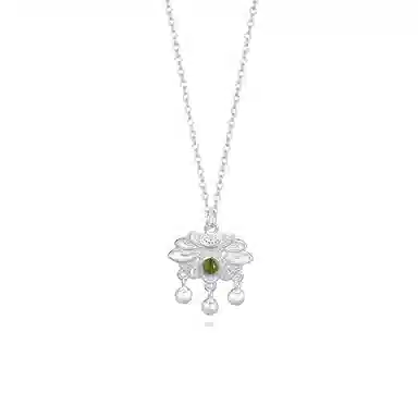 【S925银 好运莲莲】 七好美银 莲花平安锁新中式国风复古事事如意莲莲生财轻奢极简高级小众设计#好运 银 项链 女款