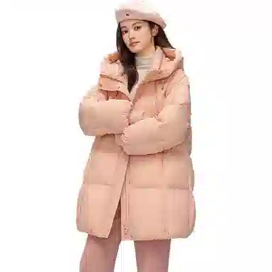 鸭鸭 连帽拉链休闲羽绒服 女