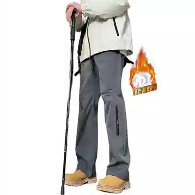 双星八特 纯色中腰松紧宽松直筒休闲裤 男女同款 深灰色