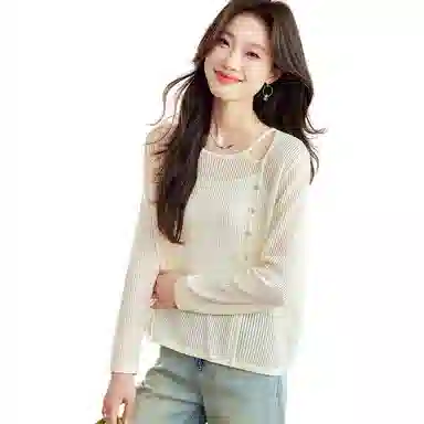 曲韩 设计感纯色常规长袖衬衫 女款