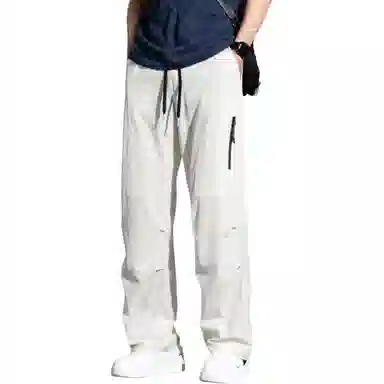 顶峰保罗 冰丝速干工装直筒长裤宽松运动小众百搭设计感潮牌薄款透气舒适阔腿休闲裤 男女同款