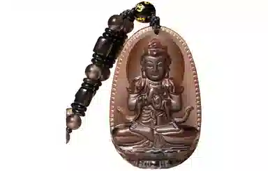 易明居 国潮十二生肖 本命年佛牌 简约大气六字真言转运珠吊坠 八大本命佛守护神 黑曜石 项链 男女同款情侣款