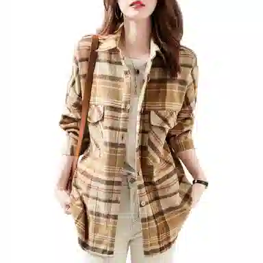 【dme】 舒适休闲简约长袖衬衫 女款 格纹色