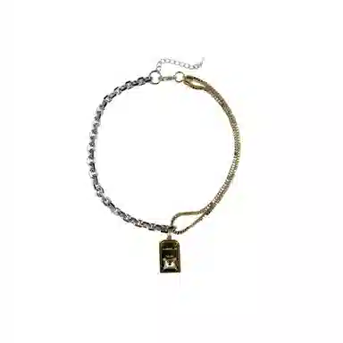 尚先生 欧美复古项古巴链小众设计不对称嘻哈卫衣链中性潮酷时尚锁骨链 铜合金 项链 女款