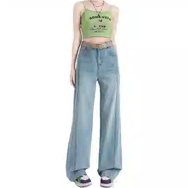 沐晓欣 纯色舒适高腰宽松阔腿裤休闲裤 女款