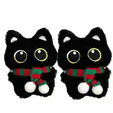 Yijia Love Cute Black Cat Plush Keychain