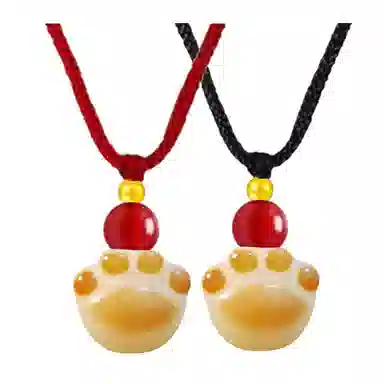 【招财纳福】 余笙情 炭烧猫爪 八方来财好运连连 可爱猫咪爪子 国风佛珠念珠复古国潮 小众设计高级感 菩提根 项链 男女同款情侣款