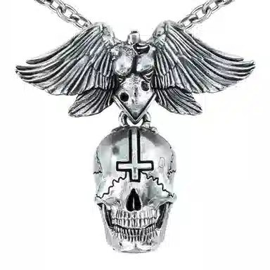 【免费刻字】 白木黑冰 暗翼十字骨 新中式原创小众设计高级感时尚潮流 银合金 项链 男款