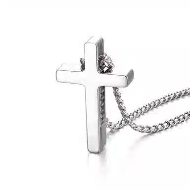 IDEAGEMER Silver Cross Pendant Necklace