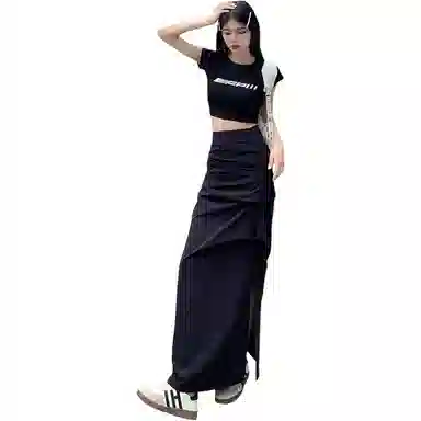 桴生 欧美风设计感开叉修身包臀通勤半身裙休闲长裙 女款