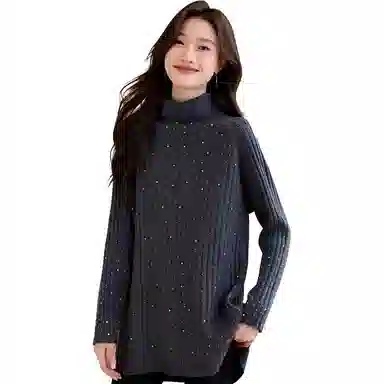 曲韩 插肩宽松长袖毛衣 女款