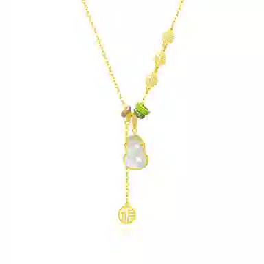 【S925银 福禄双全】 七好美银 福运葫芦新中式国风国潮轻奢招财纳福平安喜乐贵气小众设计简约高级约会通勤显白百搭#好运 玉髓 项链 女款