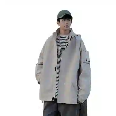 玉儿恋  纯色户外休闲运动拉链连帽  防水冲锋衣 男款