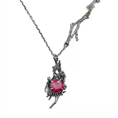 Baomu Black Ice Red Crystal Rose Thorns Necklace Gift Box 925 Silver Women