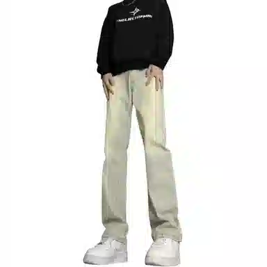 木林森 美式高街复古做旧水洗简约废土风中腰宽松直筒通勤百搭亲肤柔软舒适休闲耐磨垂感牛仔裤 男女同款