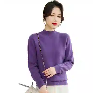 恒源祥 半高领套头纯色长袖毛衣 女款