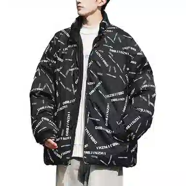 极限涡轮 美式立领基础双面穿复古纯色时尚宽松港风加厚保暖百搭面包服棉服 男女同款