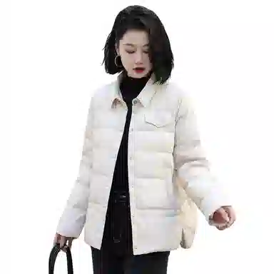 鸭鸭 纯色翻领薄款羽绒服 女款