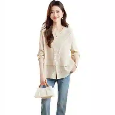 曲韩 套头休闲长袖衬衫 女款