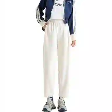 法文箱子 纯色松紧中腰直筒休闲裤 女款