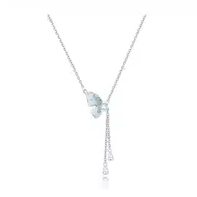 星珍思 渐变蓝色蝴蝶系列 雾霾蓝蝴蝶颈链甜酷珍珠流苏半蝶  森系海边夏日锁骨链 合金 项链 女款