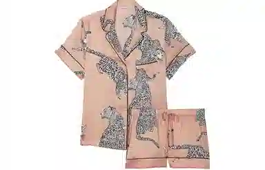 Victoria's Secret Satin Short Pajama SetEvening Blush Leopards