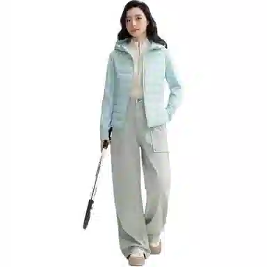 鸭鸭 短款轻薄连帽宽松休闲羽绒服 女款