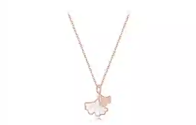 牧言 国潮复古气质小众设计高级感 交叠扇形条纹银杏叶双色闺蜜锁骨链 合金 三生有幸项链 女款