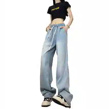 水中花 薄款宽松百搭牛仔裤 女款