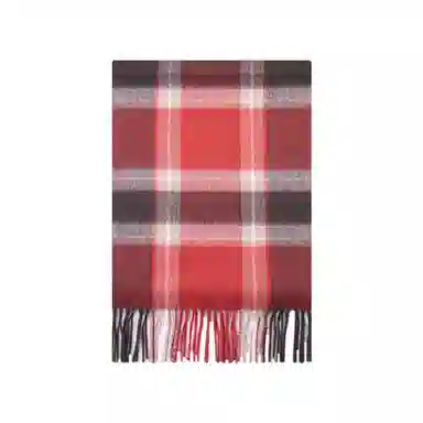 桉彩饰 百搭柔软流苏舒适保暖高雅格纹红色舒适静谧之花 绒线围巾 男女同款情侣款