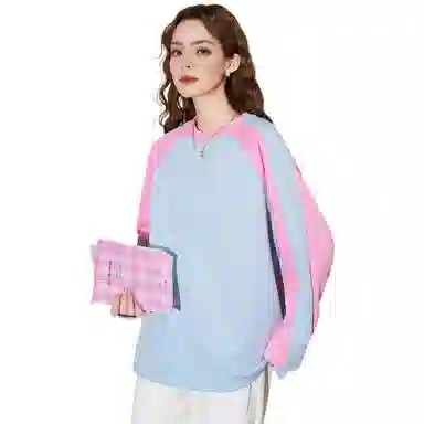 法文箱子 拼色圆领舒适卫衣 女款