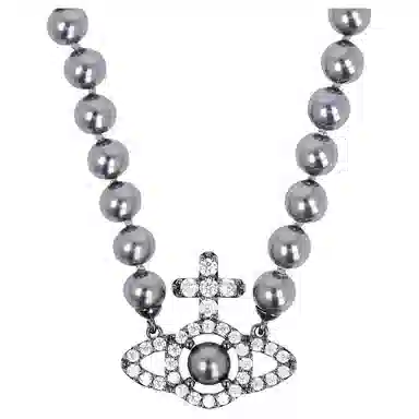 Vivienne Westwood Olympia Gunmetal Pearl Necklace
