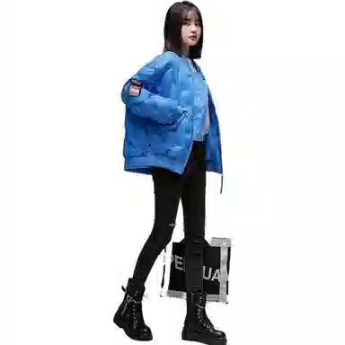 鸭鸭 立领保暖宽松长袖羽绒服 女款