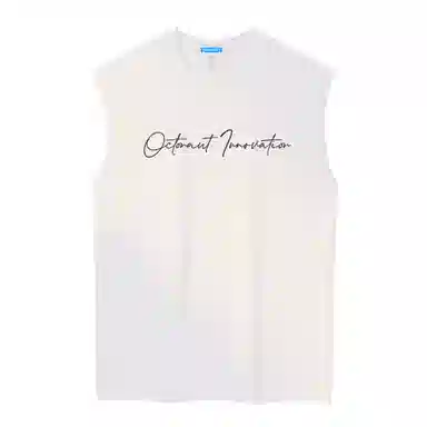 海底小纵队 美式高街手绘闪电恶魔之眼艺术字母背面印花宽松创意街头时尚宽松百搭圆领纯棉透气亲肤时尚吸湿排汗速干背心 男女同款