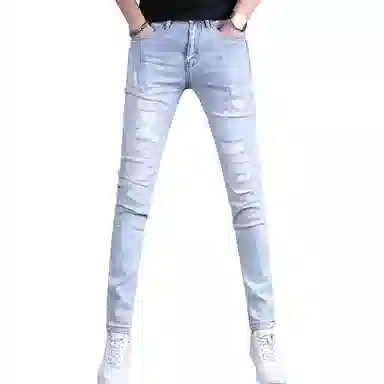 吉肯蒂 修身潮流时尚牛仔裤 男款 浅蓝色长裤