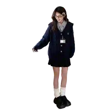 东鲸岁时记 宽松制服海军领慵懒风针织休闲简约半身裙裙装套装 女款