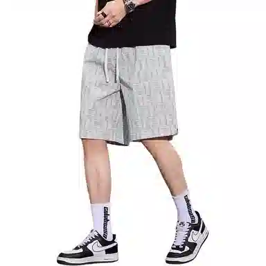 尘映 薄款美式高街潮牌宽松直筒运动五分裤夏季休闲短裤 男款