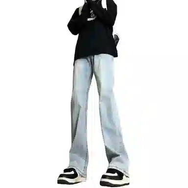 木林森 美式高街复古做旧水洗简约废土风中腰宽松直筒通勤百搭亲肤柔软舒适休闲耐磨垂感牛仔裤 男女同款